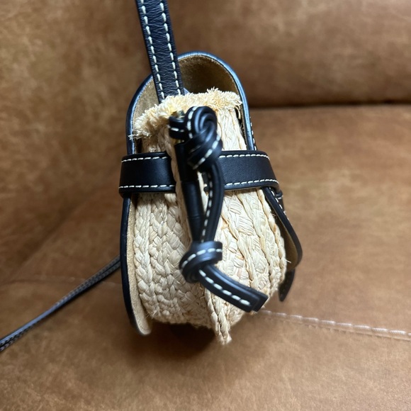 LOEWE Calfskin Raffia Mini Gate Crossbody Bag Natural Black - Picture 4 of 12